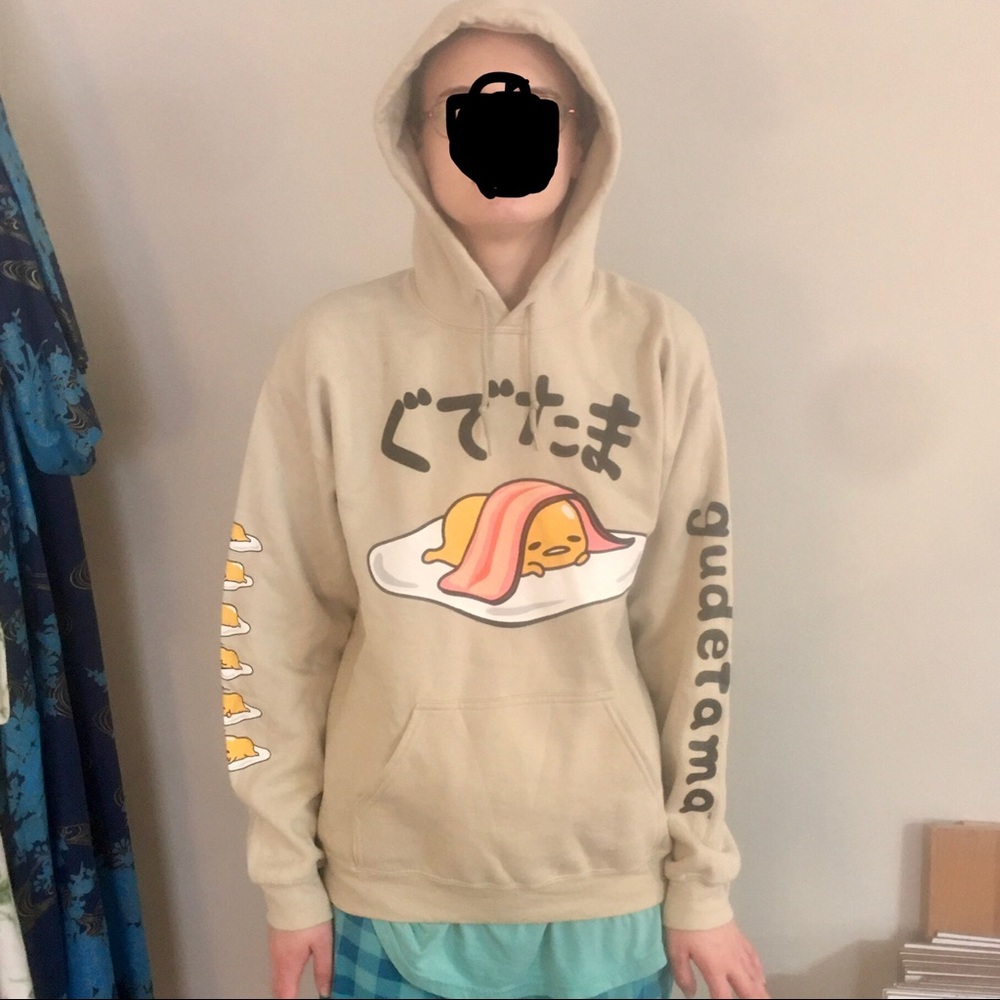 Sanrio Unisex Gudetama (Lazy Egg) Long Sleeve Hoodie with Kangaroo Pocket